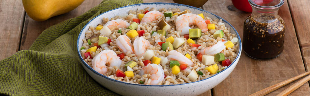 Sesame Orange Shrimp and Asian Brown Rice Salad