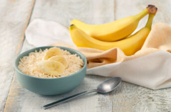 Breakfast bowl with basmati rice and bananas