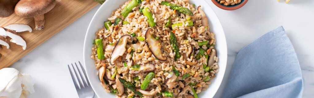 Pilaf de arroz integral y hongos shiitake