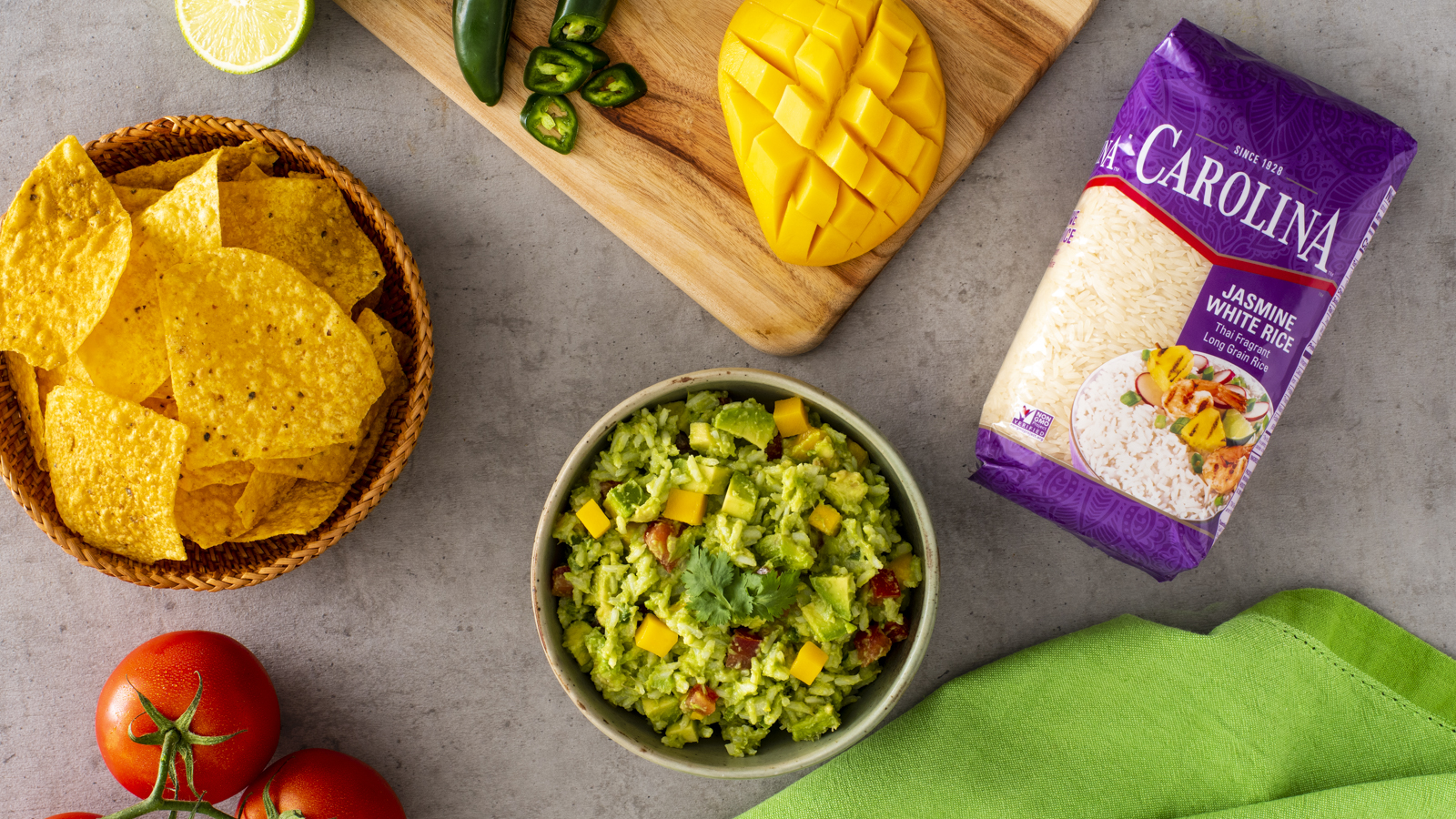 Creamy Guacamole Mango & Lime Rice Dip