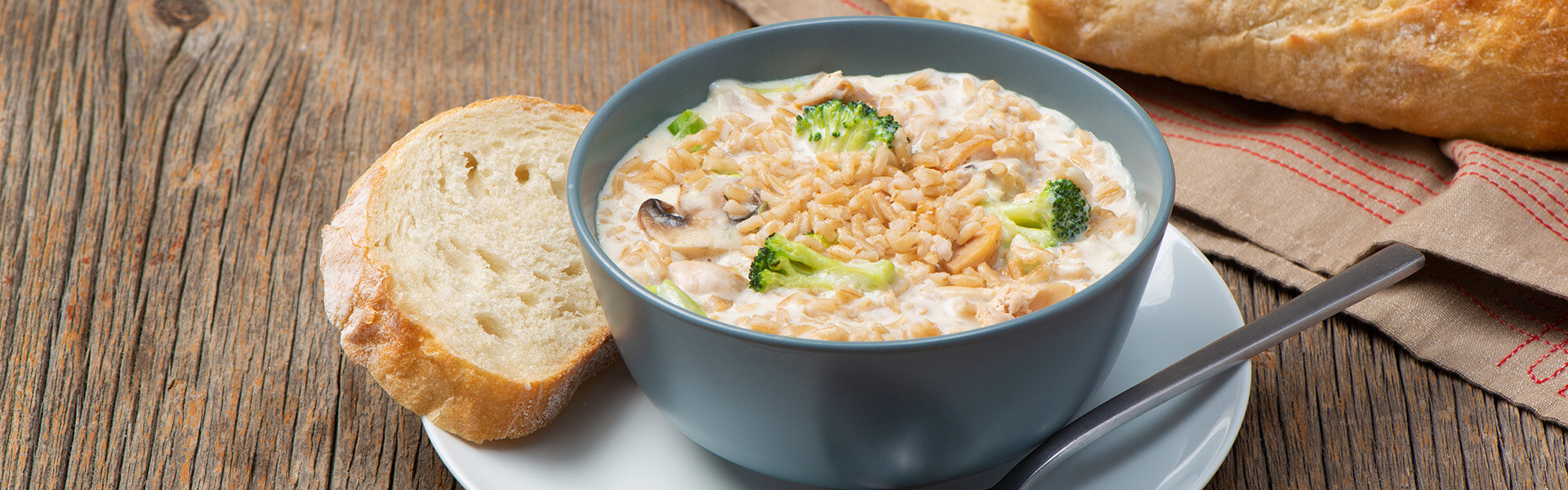 Creamy Chicken & Brown Rice Soup with Broccoli