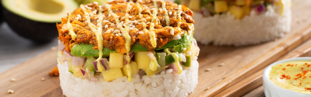 Curry Salmon Sushi Stacks