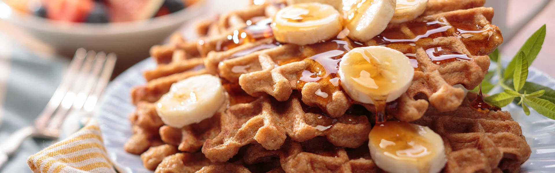 Waffles sin gluten de arroz y plátano