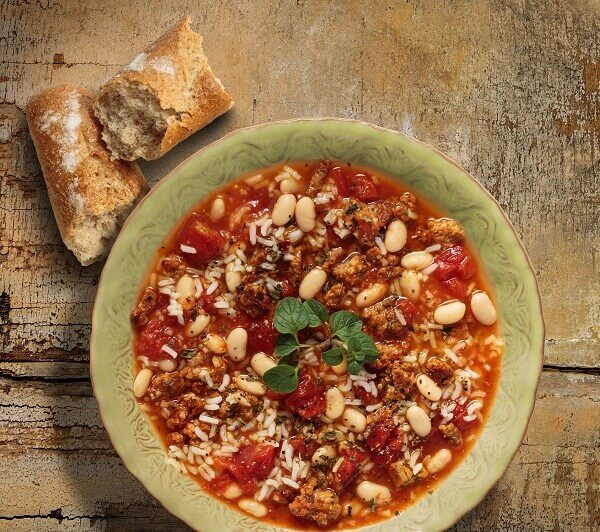 Tuscany Rice & Bean Soup with bread