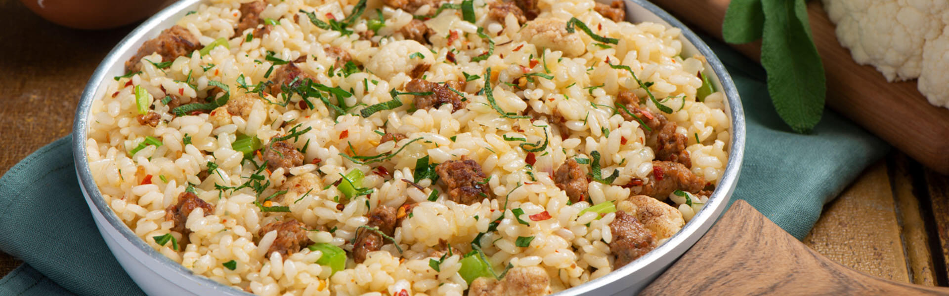 Creamy Risotto with Sausage and Cauliflower