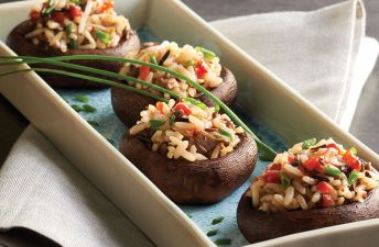 Stuffed Mushrooms with jasmine and wild rice and Parmesan