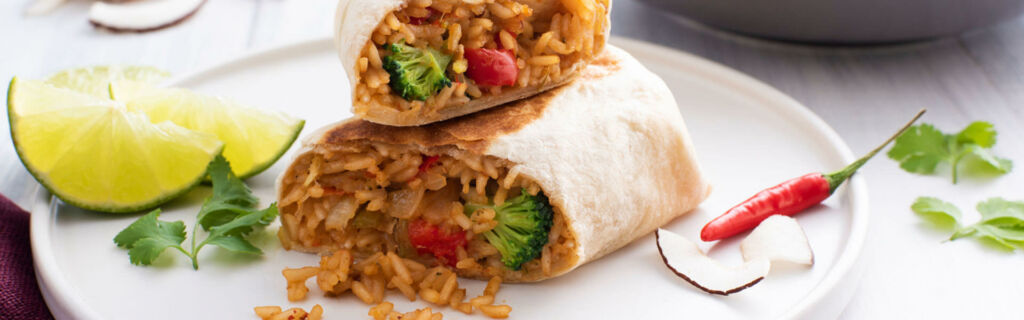 Thai Coconut Curry rice with Chicken in a Burrito