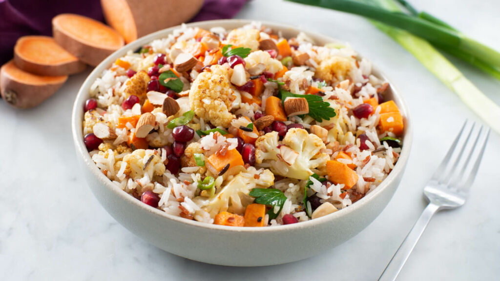 Middle-Eastern-Roasted-Sweet-Potato-Cauliflower-Jasmine-Red-White-Rice