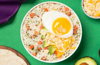 White Rice Bowl with Huevos Rancheros,