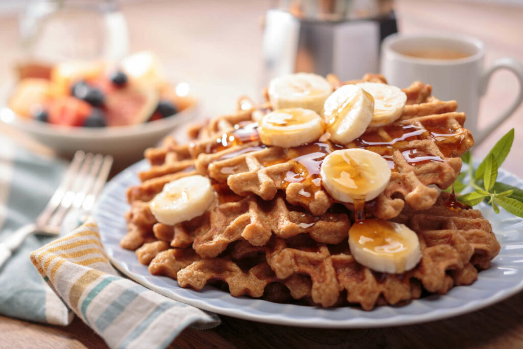 Gluten Free Banana Rice Waffles with White Rice