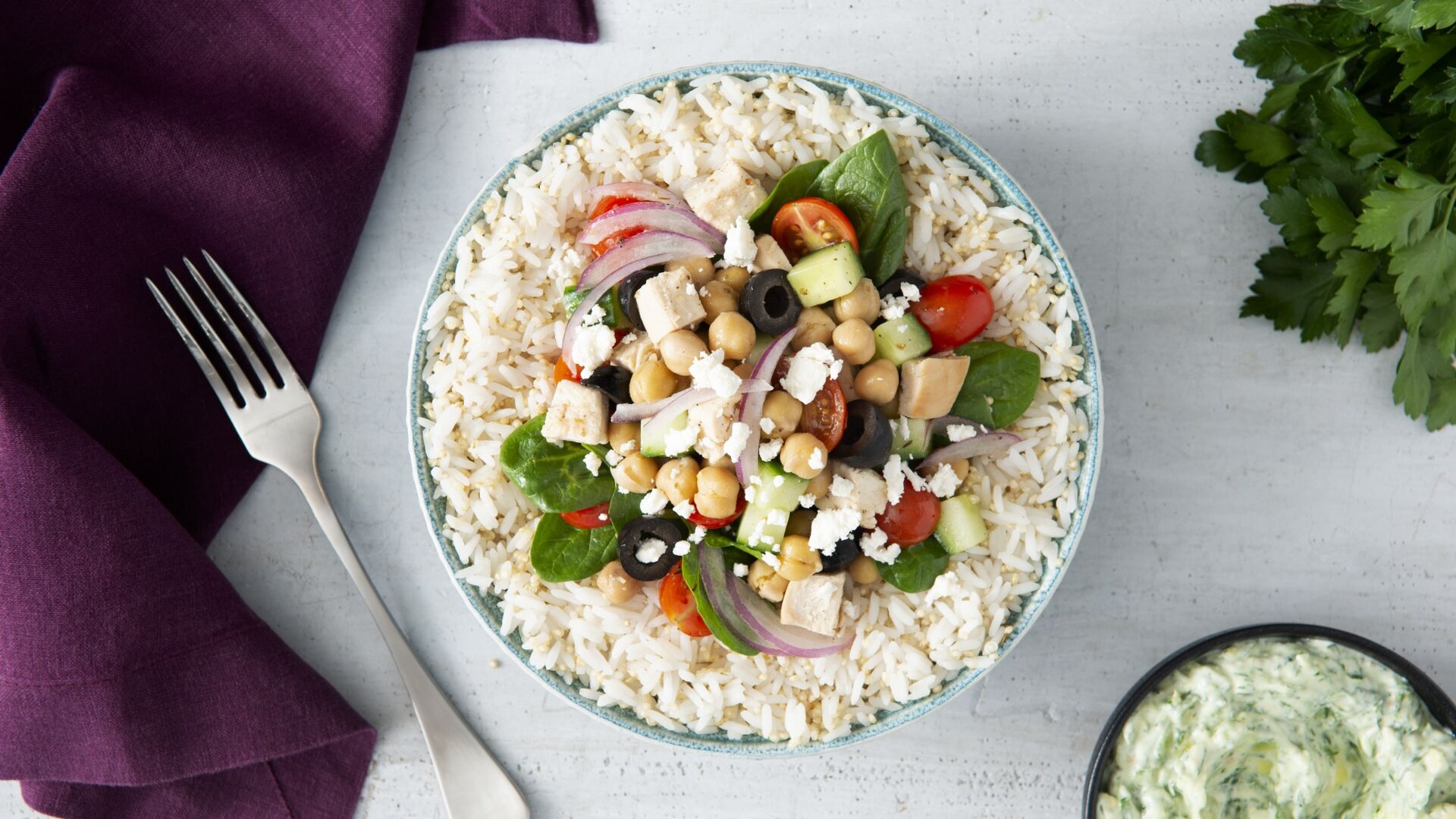 Jasmine Rice Greek Power Bowl