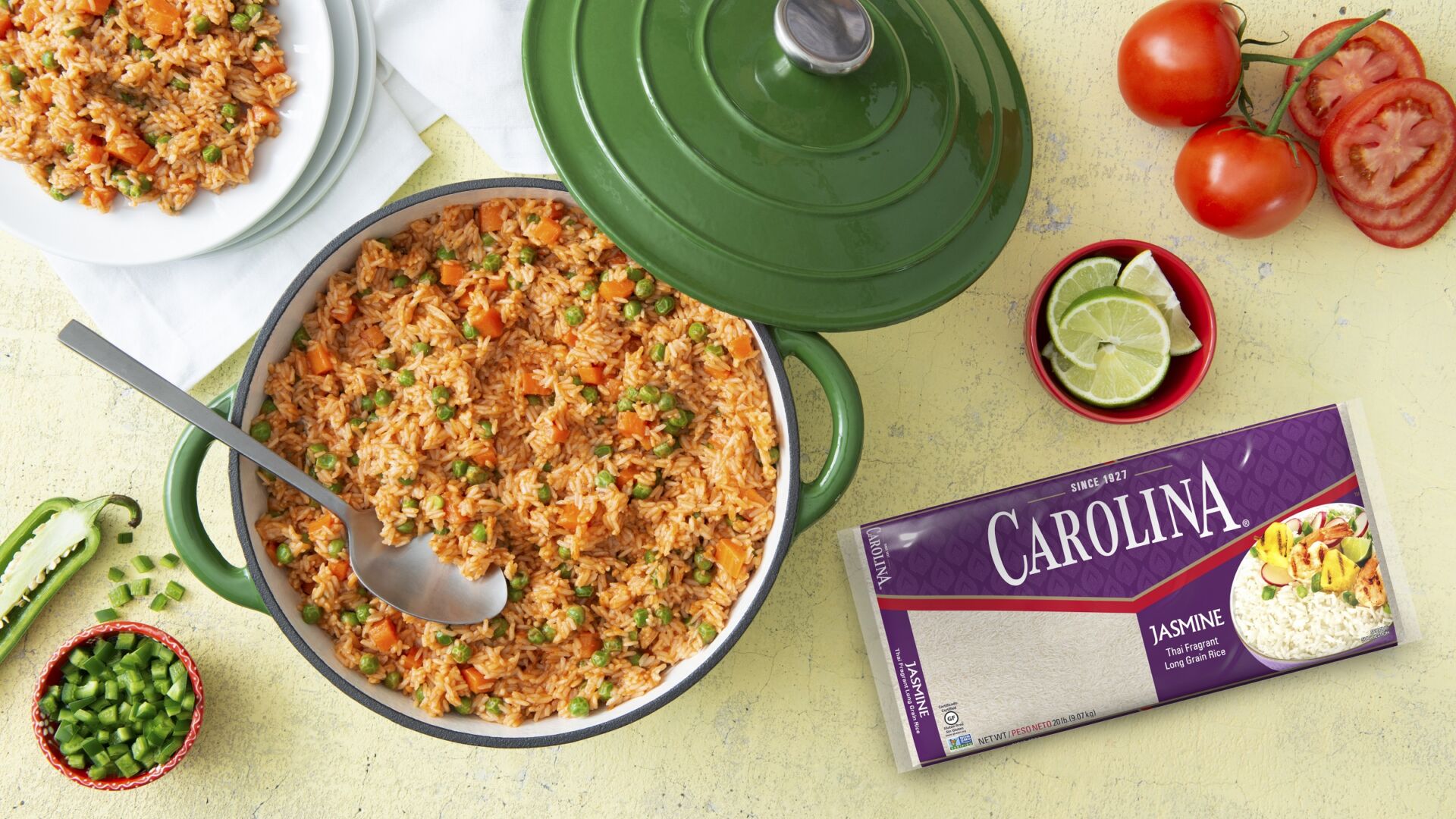 Mexican Rice with Carrots, Peas, Tomatoes and Jasmine Rice