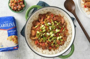 Mexican-jambalaya-with-sausages-and-basmati-rice