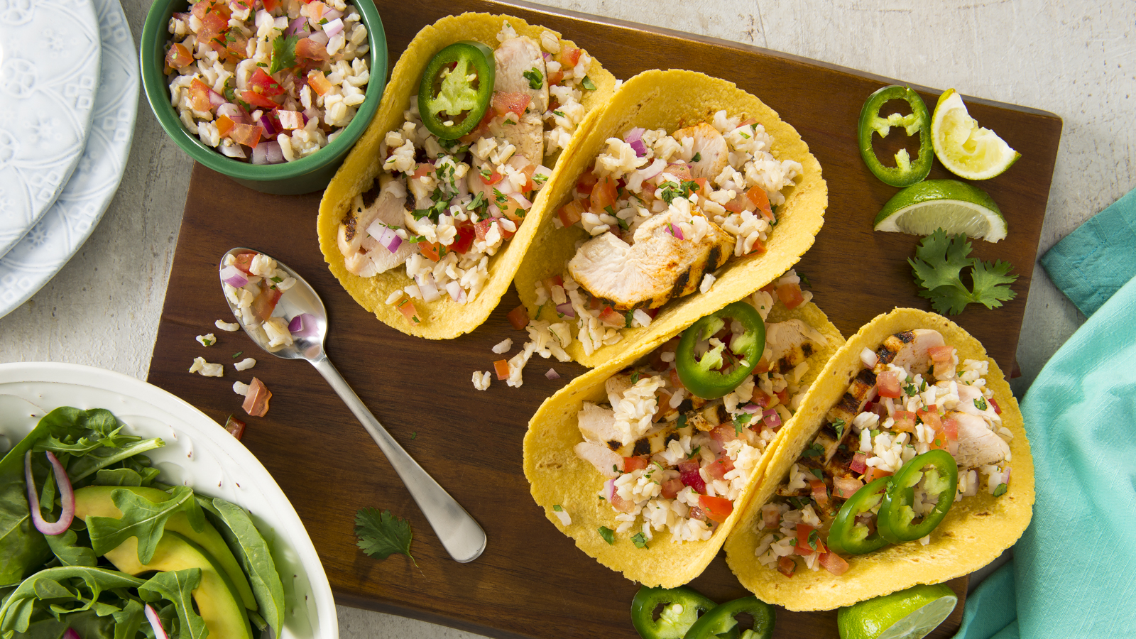 Grilled-chicken-tacos-with-whole-grain-brown-rice-salsa