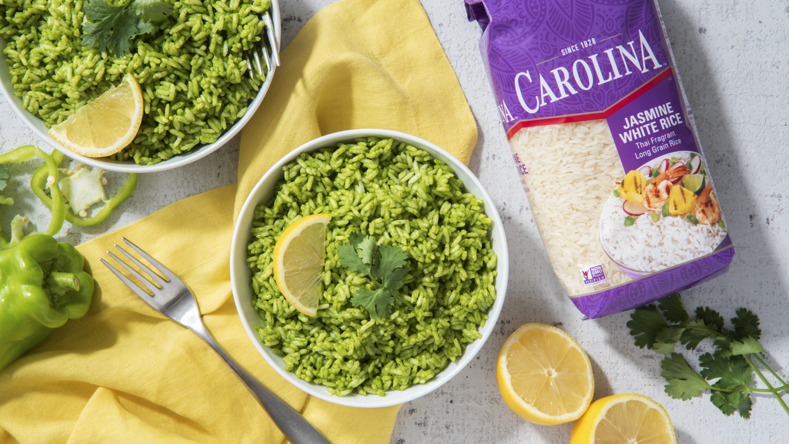 Green rice with poblanos and spinach