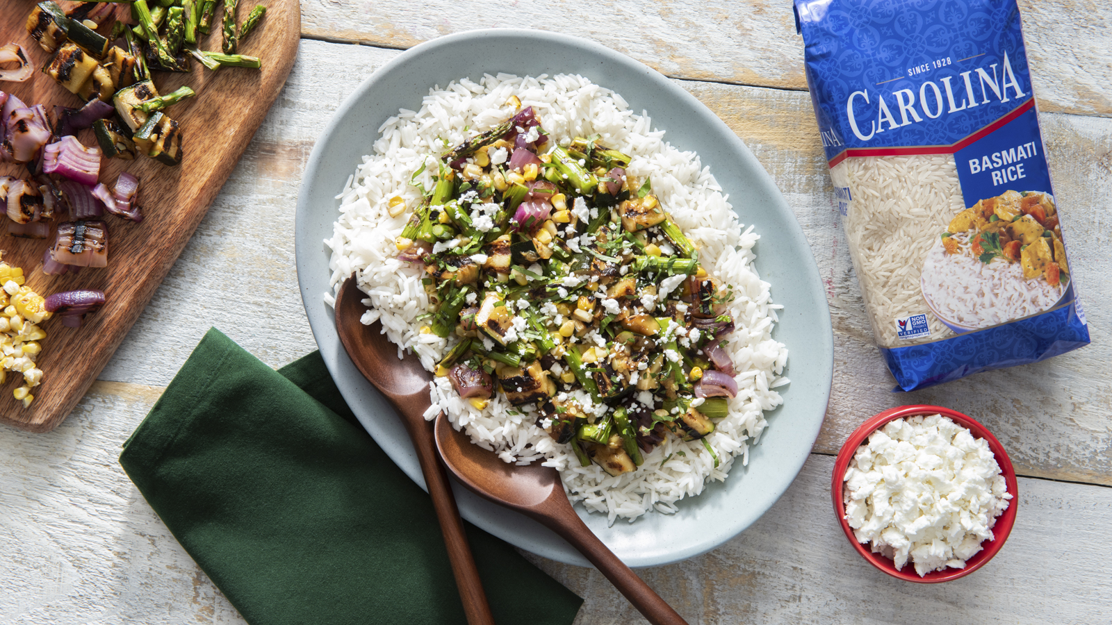 Ensalada de arroz con verduras a la parrilla