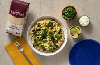 Green Rice with Roasted Vegetables and White Rice