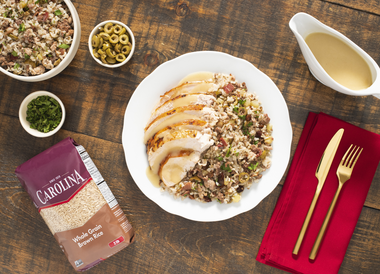 Roasted Turkey with Brown Rice Stuffing