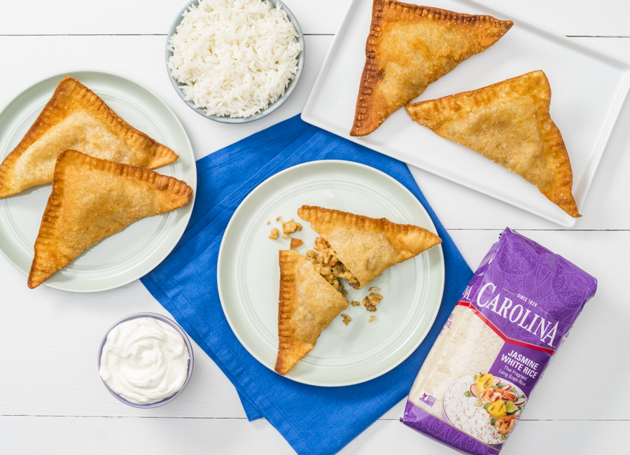 Empanadas de carne con queso y arroz