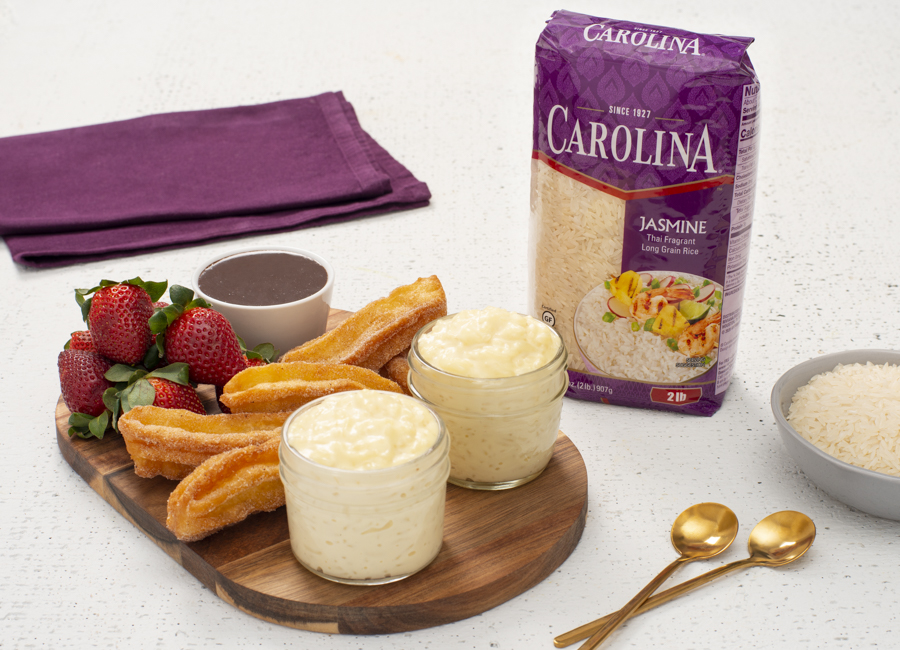 Strawberry, Churro and Chocolate Rice Pudding